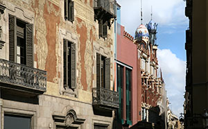 Fachada Casa de la Seda Barcelona y Palau de la Música Catalana